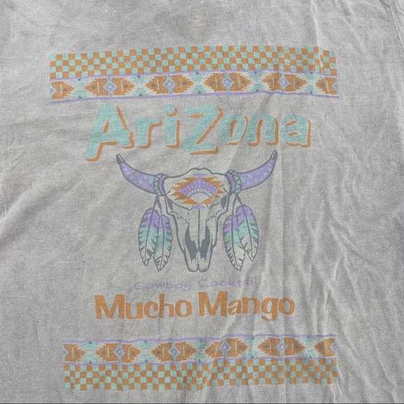 ARIZONA TEA Grey Crew Neck Cocktail Cowboy T Shirt - Picture 4 of 4